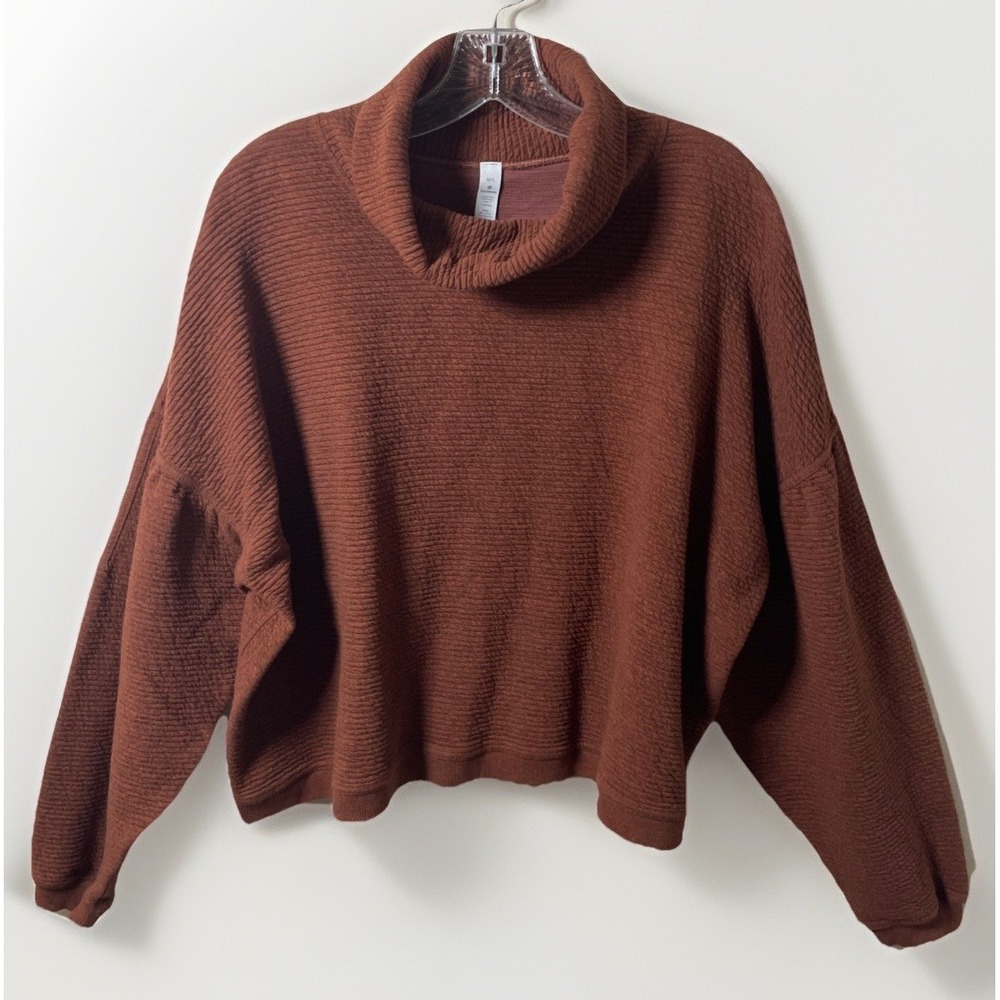 Lululemon Peaceful‎ Moments Pullover Ancient Copper M/L Turtleneck Crop Ribbed